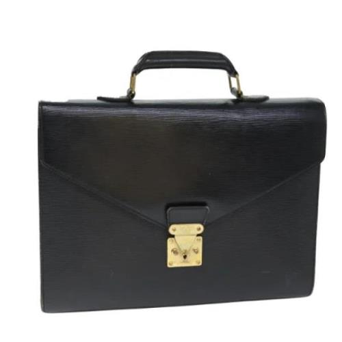 Pre-owned Leather briefcases Louis Vuitton Vintage , Black , Dames