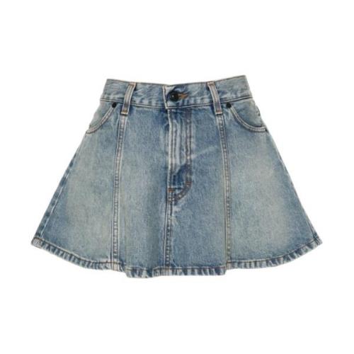 Denim Rok met Contraststiksels Haikure , Blue , Dames