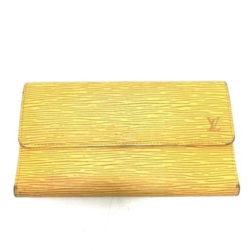 Pre-owned Leather wallets Louis Vuitton Vintage , Yellow , Dames