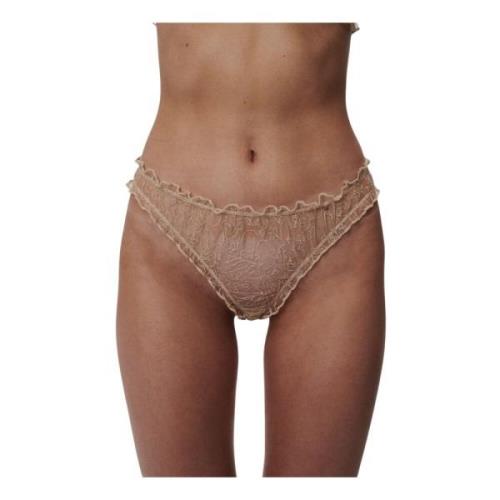 Nude Geborduurde Ruffle Slipjes Undress Code , Beige , Dames