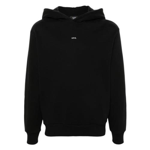 Micro Logo Print Hoodie A.p.c. , Black , Heren