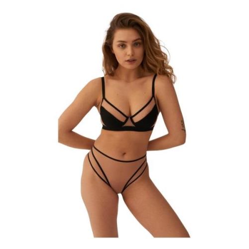 Klassieke Zwarte Mesh High-Waisted Slipjes Undress Code , Black , Dame...