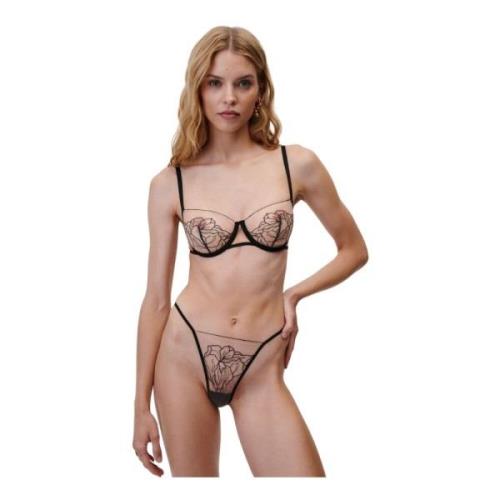 Geborduurde Mesh String Undress Code , Black , Dames