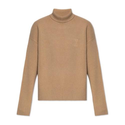 Wollen Turtleneck Ami Paris , Beige , Dames