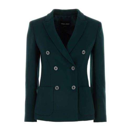 Stretch Wol Blazer in Flessengroen Giorgio Armani , Green , Dames