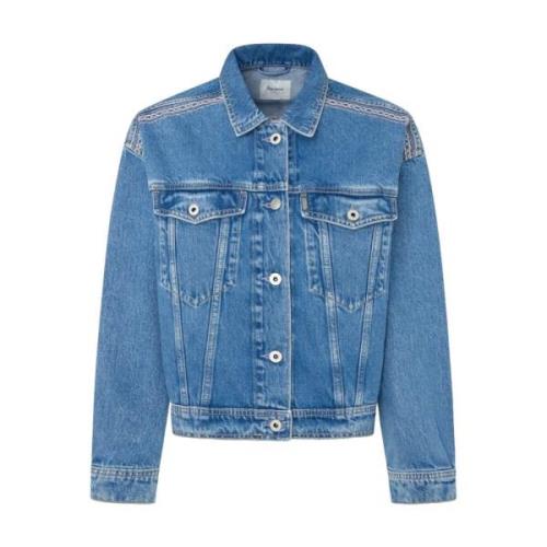 Denim Jack Ontspannen Fit Blauw Pepe Jeans , Blue , Dames