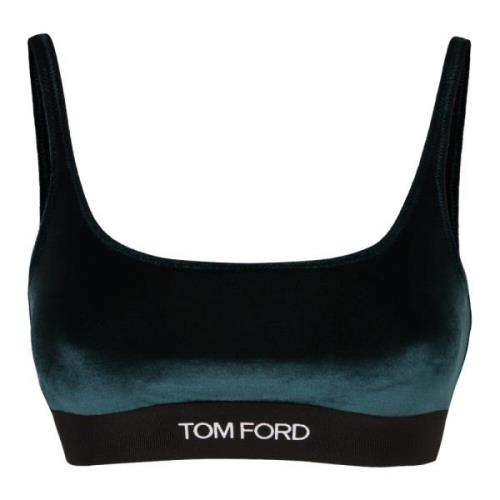 Chenille Crop-top met Contrasterend Logo Tom Ford , Green , Dames