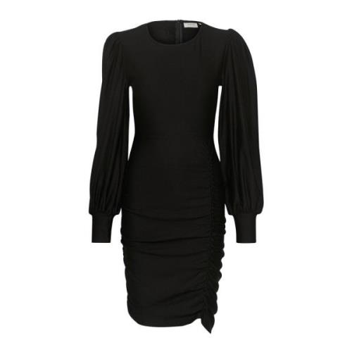 Elegante Zwarte Gedrapeerde Jurk Gestuz , Black , Dames