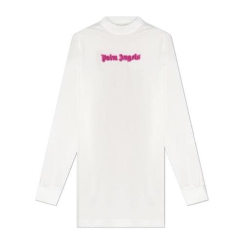 Jurk met Logo Palm Angels , White , Dames