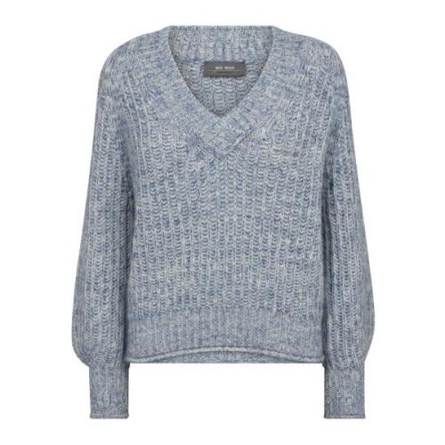 V-Neck Knit Strik Set Sail MOS Mosh , Blue , Dames