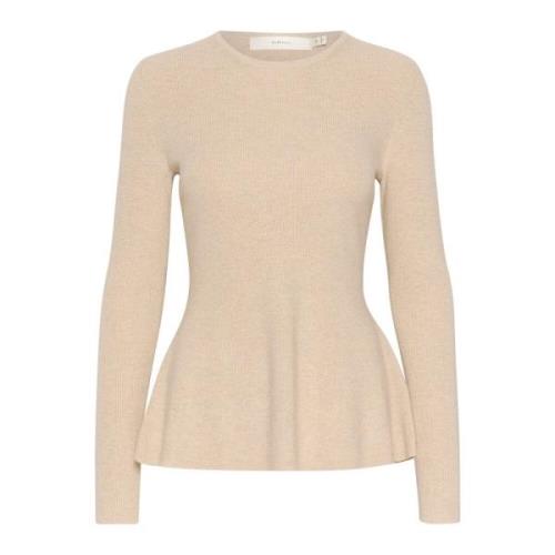 Peplum Sweater Gebreid Haze Melange InWear , Beige , Dames