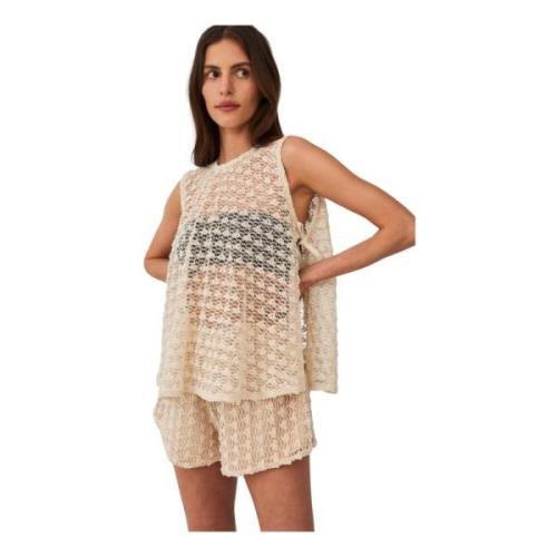 Kanten Top en Hoge Taille Shorts Undress Code , Beige , Dames