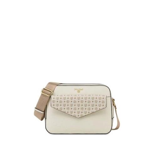 Beige Schoudertas met Iconische Print Pollini , Beige , Dames