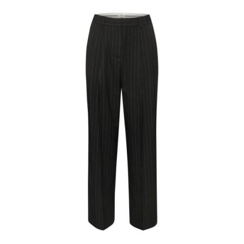 Zwarte Pinstripe Loszittende Broek Soaked in Luxury , Black , Dames