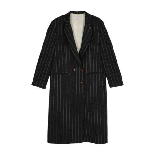 Grijze Wollen Pinstripe Jas Alysi , Gray , Dames