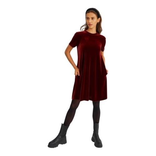 Velvet Mini Jurk Burgundy Undress Code , Red , Dames