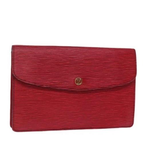 Pre-owned Leather clutches Louis Vuitton Vintage , Red , Dames