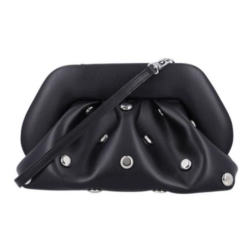 Zwarte Eco Lederen Kralen Clutch THEMOIRè , Black , Dames