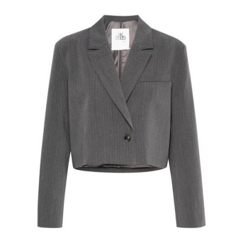 Cropped Blazer Grey Melange Karen by Simonsen , Gray , Dames