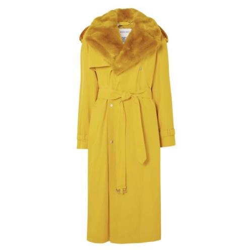 Gele Oversized Double-Breasted Jas Burberry , Yellow , Dames