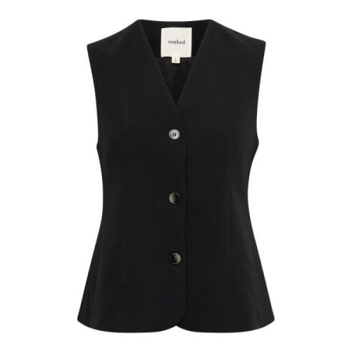 Elegante Zwarte Vest Sleureka Waistcoat Soaked in Luxury , Black , Dam...