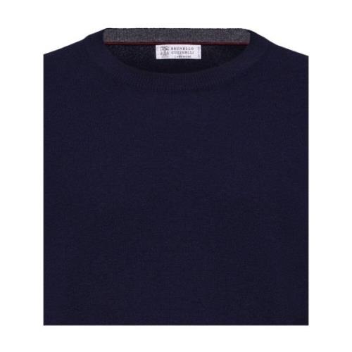 Blauwe Cashmere Crew Neck Sweater Brunello Cucinelli , Blue , Heren