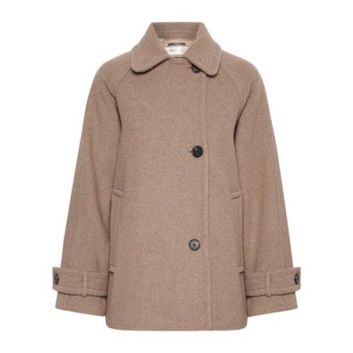 Klassieke Grijze Melange Jas InWear , Beige , Dames