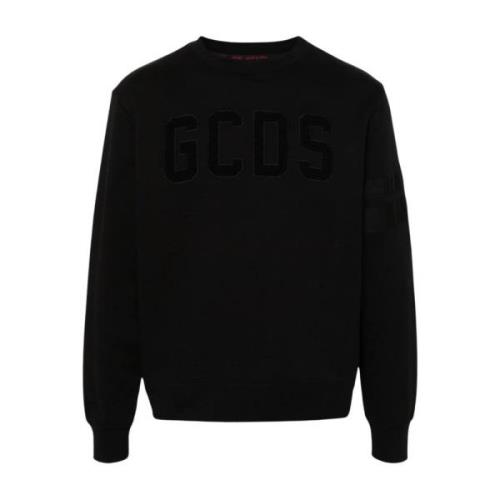 Fluweel Crewneck Logo Sweater Gcds , Black , Heren