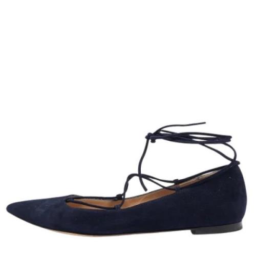 Pre-owned Suede flats Gianvito Rossi Pre-owned , Blue , Dames