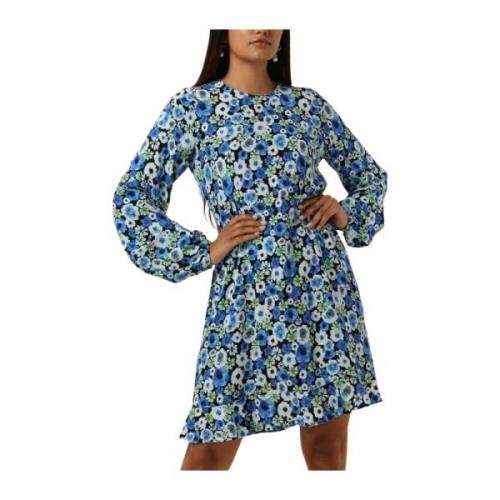 Blauwe Bloemen Lange Mouw Jurk Envii , Multicolor , Dames