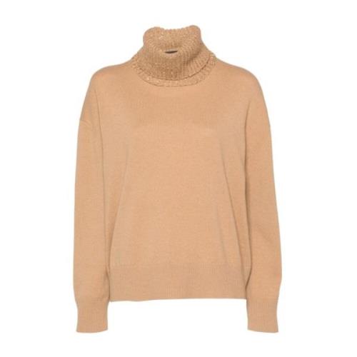 Beige Wolmix Paillet Sweater Fabiana Filippi , Brown , Dames