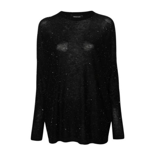 Zwarte Pailletten Crew Neck Sweater Fabiana Filippi , Black , Dames