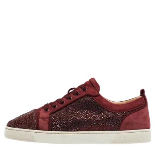 Pre-owned Suede sneakers Christian Louboutin Pre-owned , Red , Dames