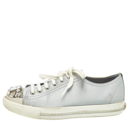 Pre-owned Satin sneakers Miu Miu Pre-owned , Gray , Dames