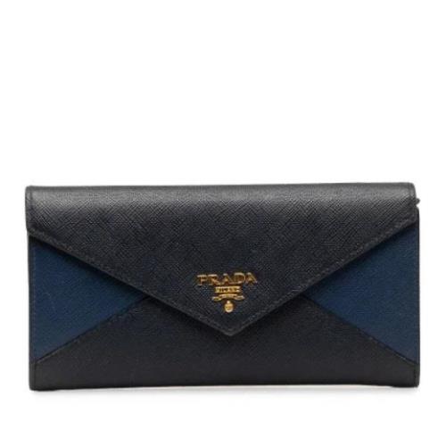 Pre-owned Leather wallets Prada Vintage , Blue , Dames