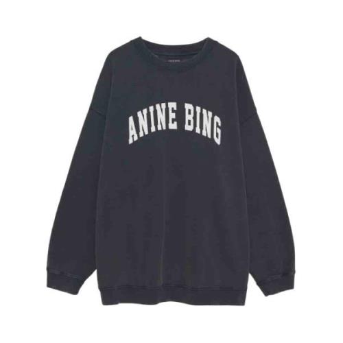 Oversize College Sweatshirt Faded Black Anine Bing , Black , Dames