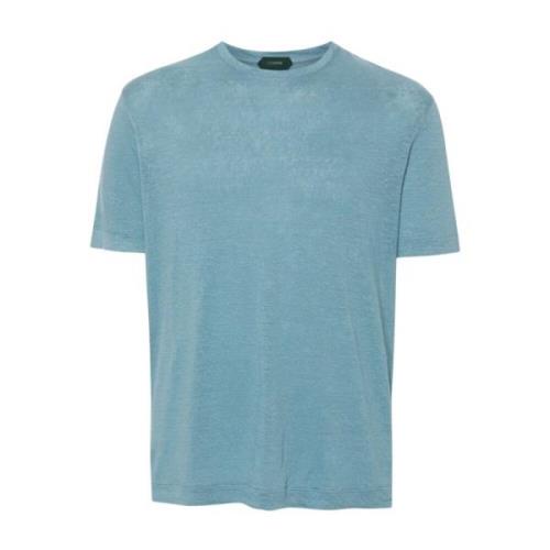 Casual Katoenen T-shirt Zanone , Blue , Heren