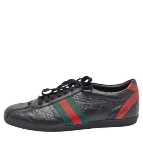 Pre-owned Leather sneakers Gucci Vintage , Black , Dames