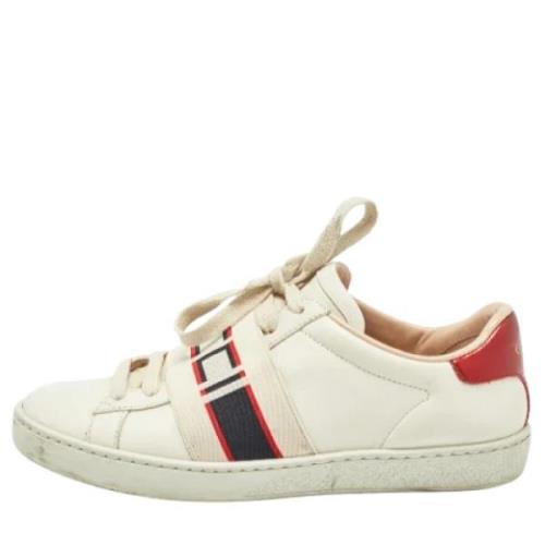 Pre-owned Leather sneakers Gucci Vintage , White , Dames