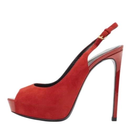 Pre-owned Suede heels Yves Saint Laurent Vintage , Red , Dames