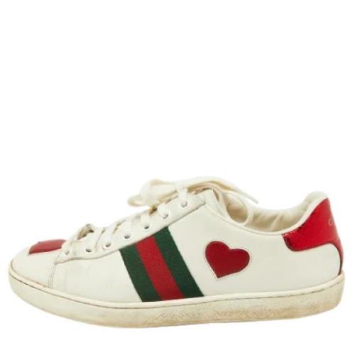 Pre-owned Leather sneakers Gucci Vintage , White , Dames