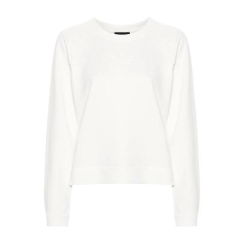 Witte Logo Katoenen Sweatshirt Emporio Armani , White , Dames