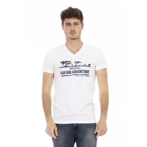 Artistieke V-hals T-shirt Trussardi , White , Heren