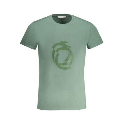 Groene Katoenen Logo Print T-shirt Trussardi , Green , Heren