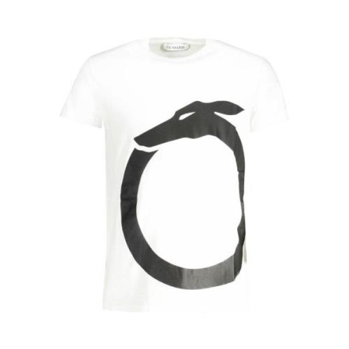 Katoenen Logo Print Korte Mouw Tee Trussardi , White , Heren