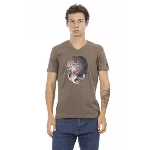 Verhoogd Casual Bruin V-Hals Tee Trussardi , Brown , Heren