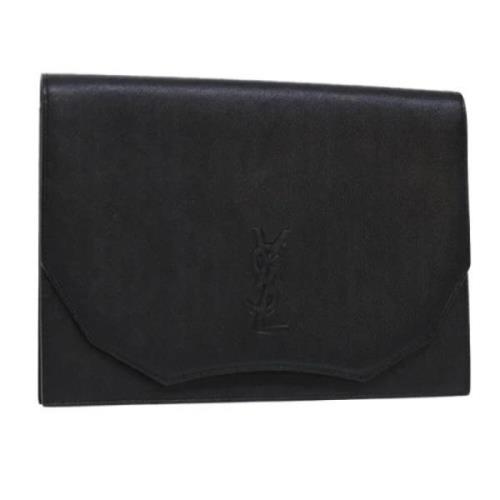 Pre-owned Leather clutches Yves Saint Laurent Vintage , Black , Dames