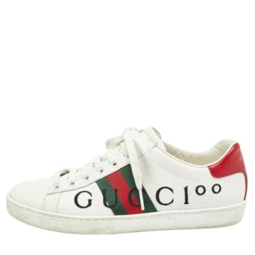 Pre-owned Leather sneakers Gucci Vintage , White , Dames