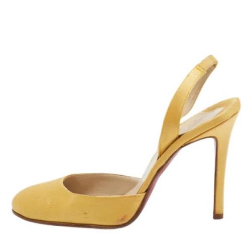 Pre-owned Satin heels Christian Louboutin Pre-owned , Yellow , Dames