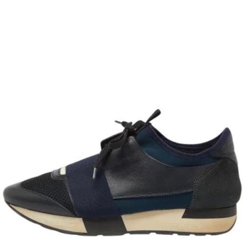 Pre-owned Leather sneakers Balenciaga Vintage , Blue , Dames